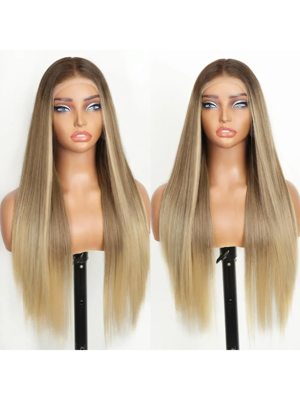 Blonde 28-Inch Straight Synthetic Lace Front Wig for Women - Natural Look